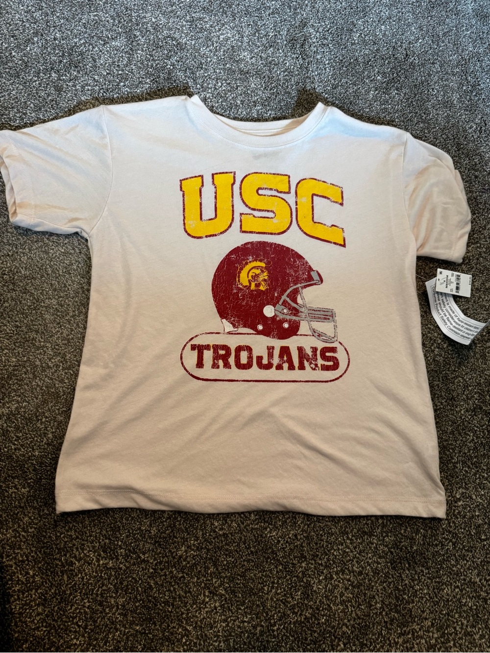 New USC Trojans Light tan Pajama top Medium M Boys Girls polyester So Cal